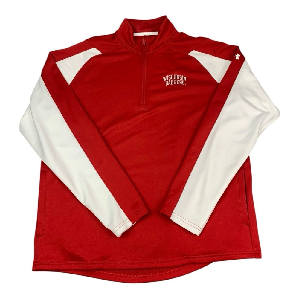 Wisconsin Badgers UA 1/4 Zip Pullover Top, High Neck, Red, Men's Size XL, NEW